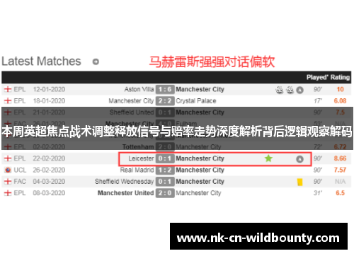 本周英超焦点战术调整释放信号与赔率走势深度解析背后逻辑观察解码